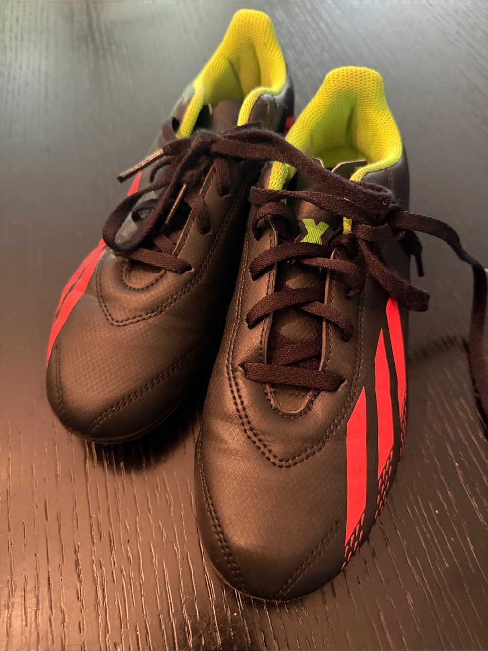 Kids adidas Soccer Cleats - Black with Red Stripes